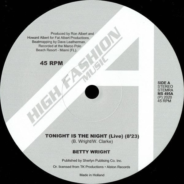 Betty Wright - Tonight Is The Night "Live" (12") High Fashion Music