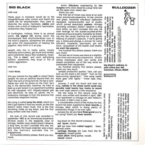Big Black – Bulldozer (12", Touch And Go, 2013) Image 6