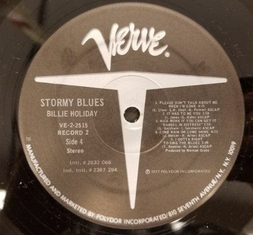 Billie Holiday - Stormy Blues on Verve Records at Further Records