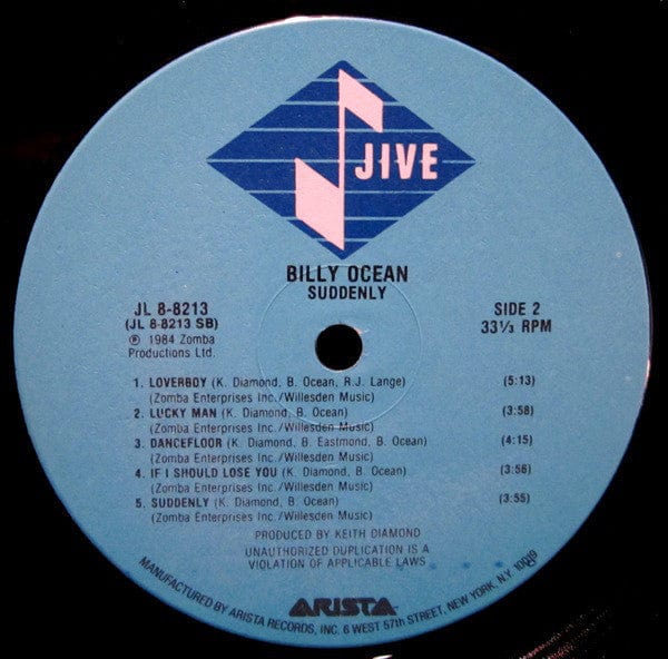 Billy Ocean - Suddenly (LP, Album, Ind) Jive, Jive