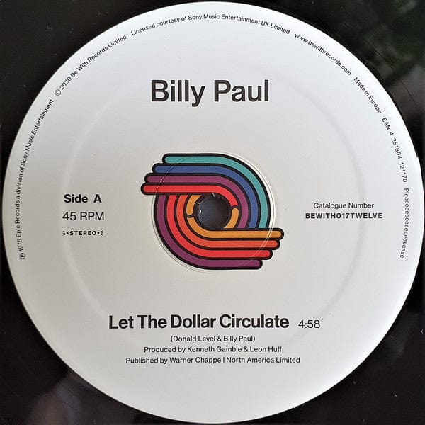 Billy Paul - Let The Dollar Circulate (12") Be With Records Vinyl