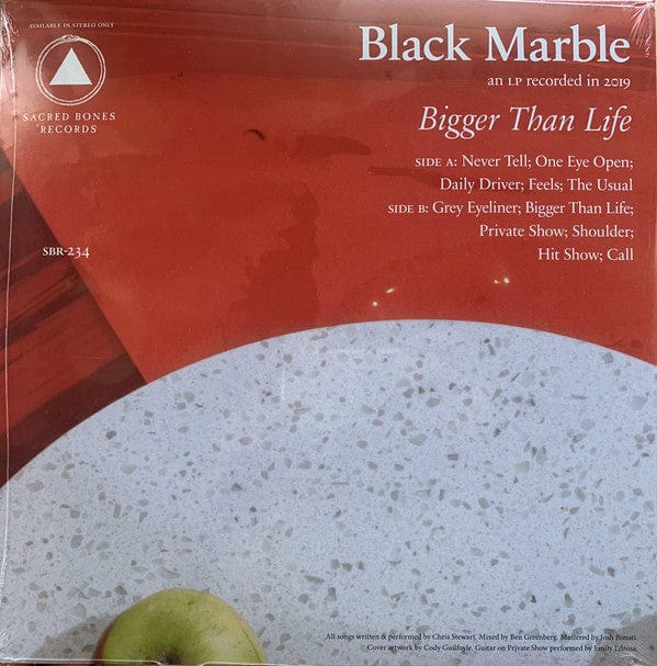Black Marble – Bigger Than Life (LP, Red, Sacred Bones Records, 2019) Back Cover
