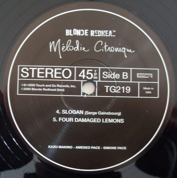 Blonde Redhead - Mélodie Citronique (12") Touch And Go Vinyl 036172091911