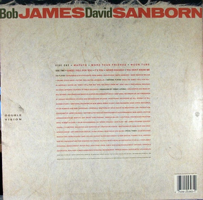 Bob James David Sanborn – Double Vision (LP, Specialty Pressing, Warner Bros. Records, 1986) Back Cover
