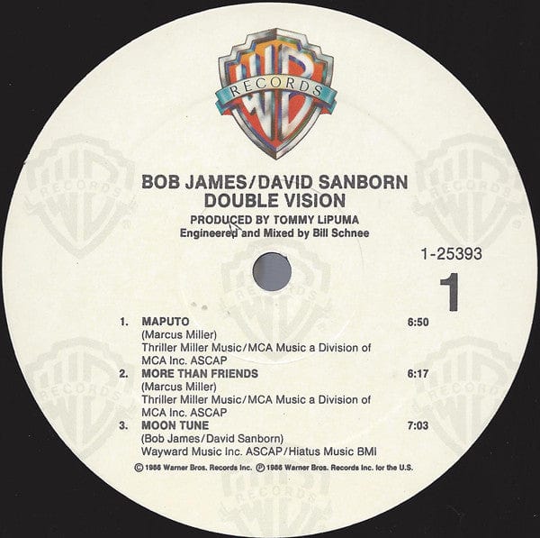 Bob James David Sanborn – Double Vision (LP, Specialty Pressing, Warner Bros. Records, 1986) Image 3