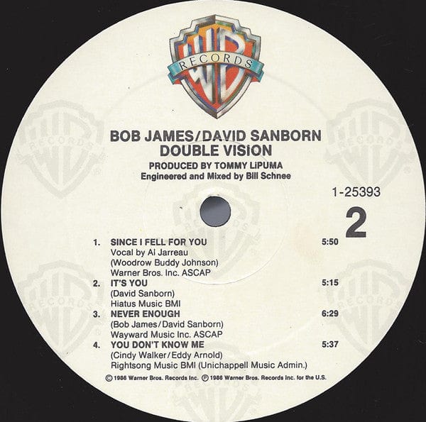 Bob James David Sanborn – Double Vision (LP, Specialty Pressing, Warner Bros. Records, 1986) Image 4