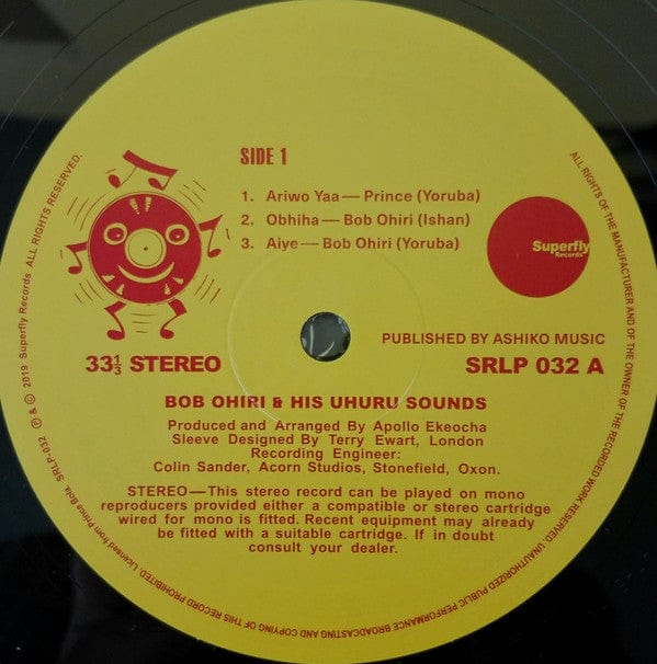Bob Ohiri & His Uhuru Sounds – Uhuru Aiye (LP, 180 gr, Superfly Records, 2019) Image 7