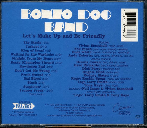 Bonzo Dog Band* - Let's Make Up And Be Friendly (CD) One Way Records (6) CD 724381779521