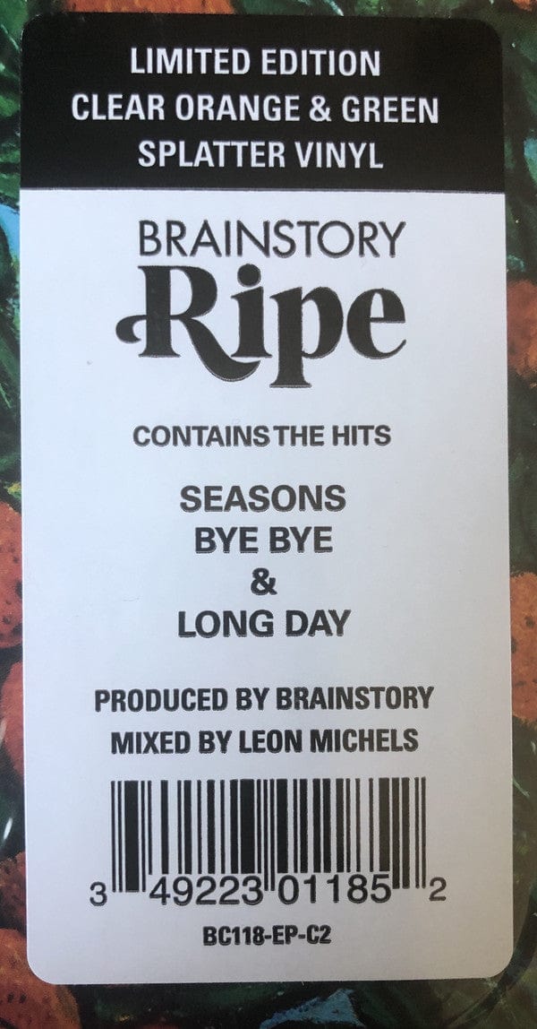 Brainstory – Ripe (12", Clear Orange & Green Splatter, Big Crown Records, 2021) Back Cover