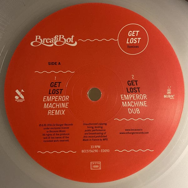Breakbot - Get Lost (Remixes) (12") Ed Banger Records, Because Music Vinyl 5060421562902