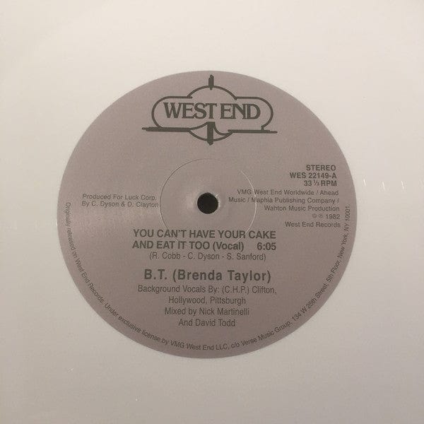 Brenda Taylor - You Can't Have Your Cake And Eat It Too (12", RE, RM, RP, Whi) West End Records