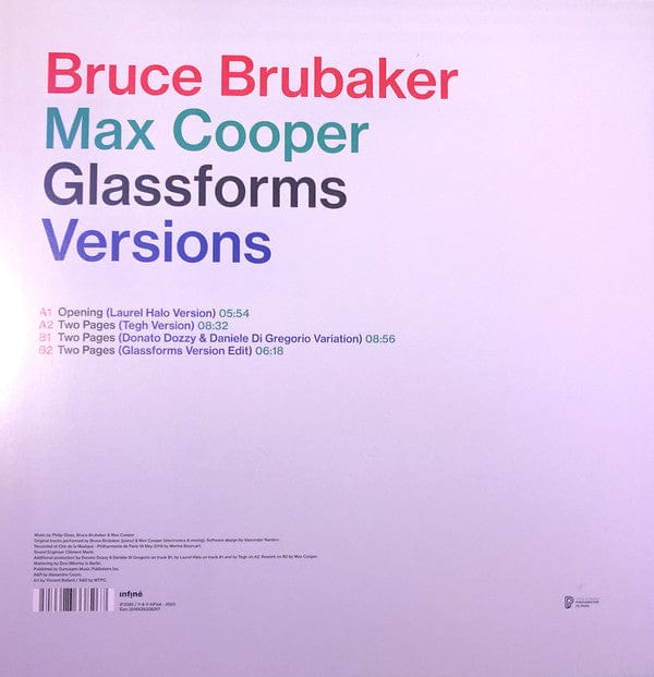 Bruce Brubaker & Max Cooper - Glassforms Versions (12") Infiné Vinyl