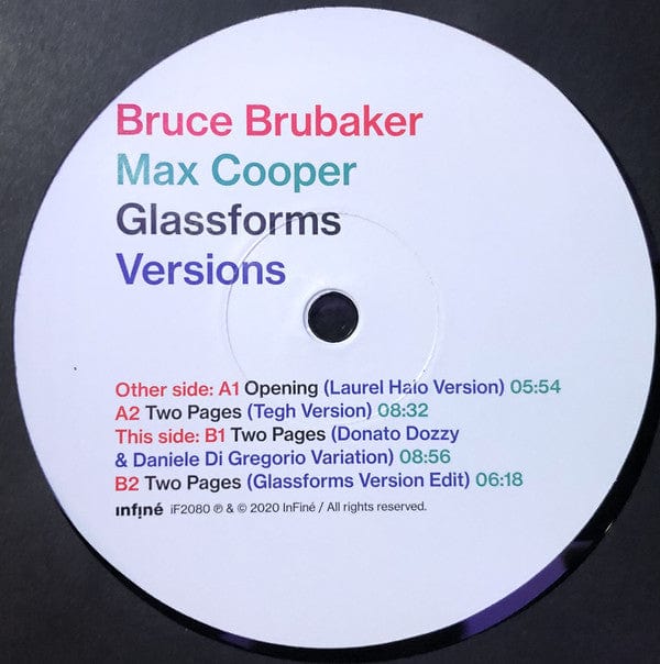 Bruce Brubaker & Max Cooper - Glassforms Versions (12") Infiné Vinyl