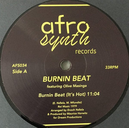 Burnin Beat Featuring  Olive Masinga - It's Hot (12") Afrosynth Records, Afrosynth Records Vinyl