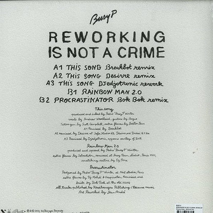 Busy P - Reworking Is Not A Crime (12") Ed Banger Records, Because Music
