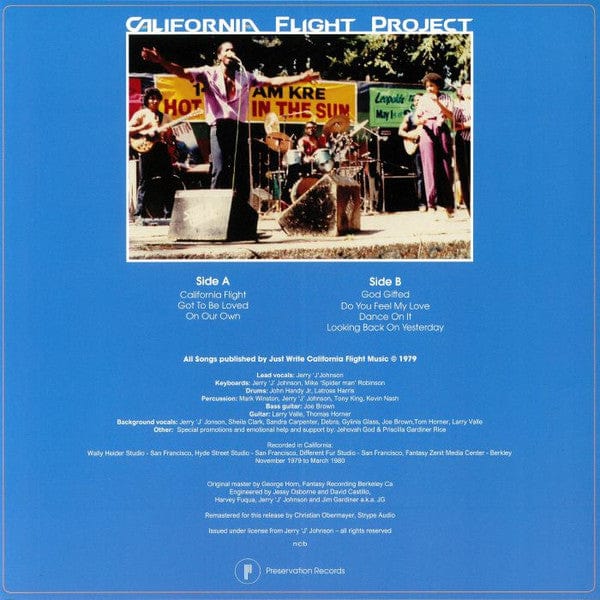 California Flight Project – California Flight Project (LP, Preservation Records, 2018) Back Cover