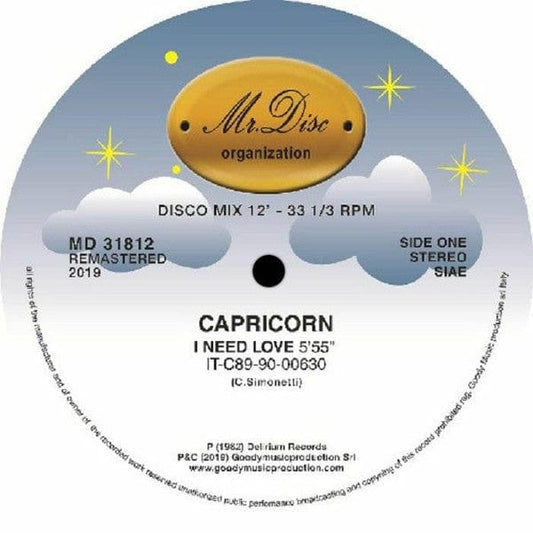Capricorn (3) - I Need Love (12", Ltd, RM, Whi) Mr. Disc Organization