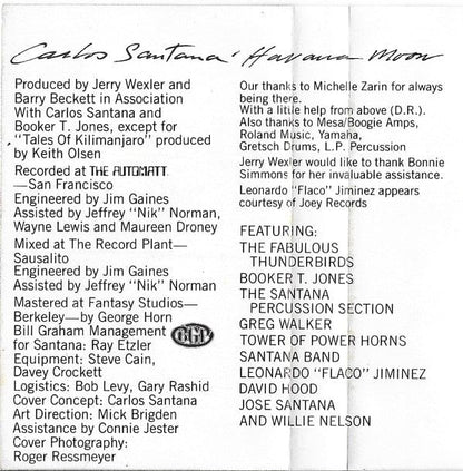 Carlos Santana - Havana Moon (Cassette) Columbia Cassette 07464386424