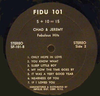 Chad & Jeremy - 5 + 10 = 15 (Fabulous Hits) (LP) Fidu Vinyl
