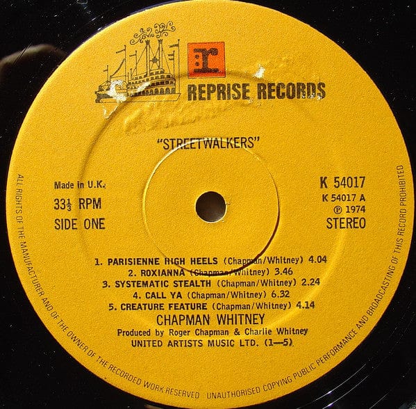 Chapman-Whitney - Streetwalkers (LP) Reprise Records Vinyl