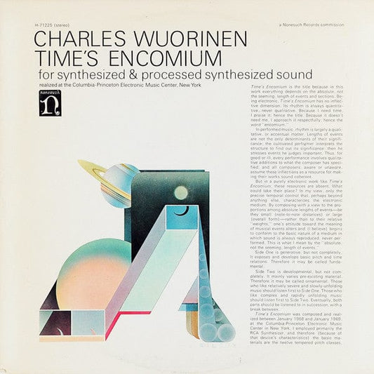 Charles Wuorinen - Time's Encomium (For Synthesized & Processed Synthesized Sound) (LP) Nonesuch Vinyl