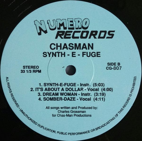 Chasman - Synth-E-Fuge (LP) Numero Group,Numero Group,Numero Group Vinyl 825764180719