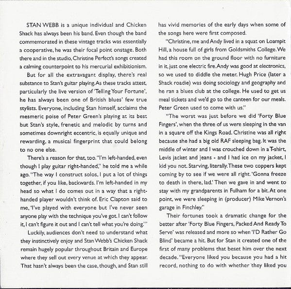 Chicken Shack - From The Vaults (CD) Indigo Delux Records CD 766126450821