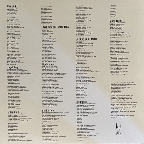 Choir Boy – Passive With Desire (LP, Dais Records, 2018) Image 4