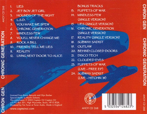 Chron Gen – Chronic Generation (CD, Captain Oi!, 2005) Back Cover