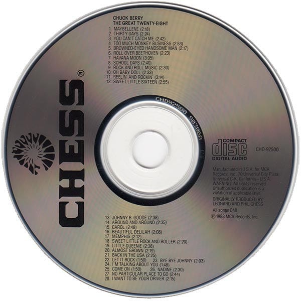 Chuck Berry - The Great Twenty-Eight (CD) Chess,MCA Records CD 076741250028