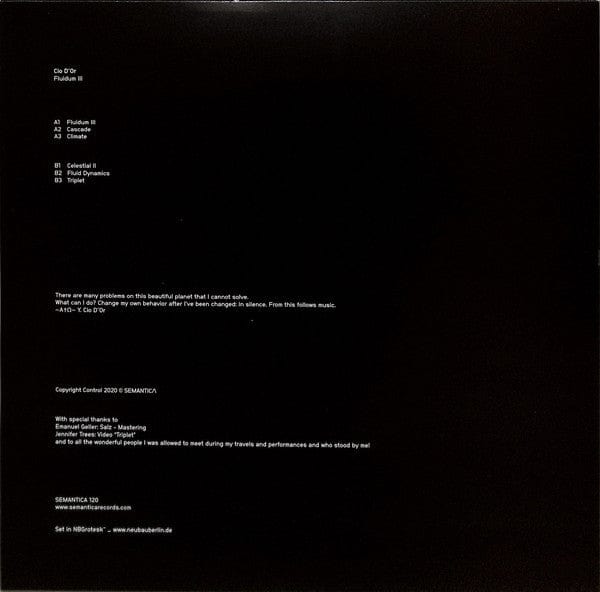 Cio D'or - Fluidum III (12") Semantica Records Vinyl