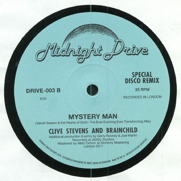 Clive Stevens & Brainchild (5) - Mystery Man  (12") on Midnight Drive at Further Records