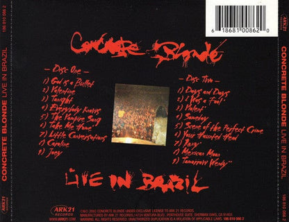 Concrete Blonde – Live In Brazil (2xCD, Ark 21 Records, 2003) Back Cover