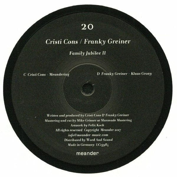 Cristi Cons / Frank Greiner - Family Jubilee II (12", RP, 180) Meander