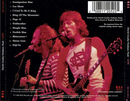 Crosby-Nash – Live (CD, MCA Records, 2000) Back Cover
