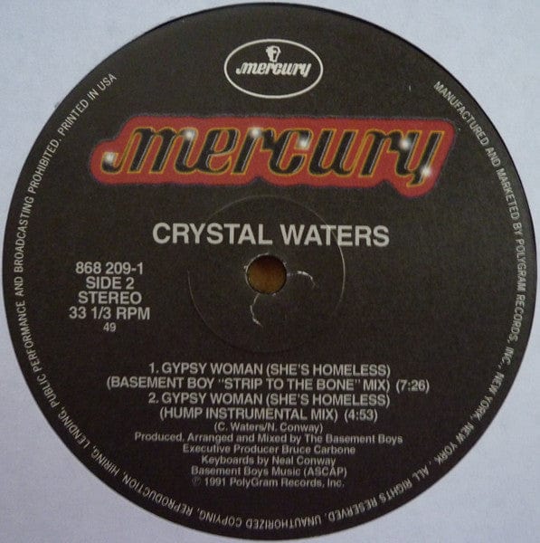 Crystal Waters - Gypsy Woman (She's Homeless) (12") on Mercury at Further Records