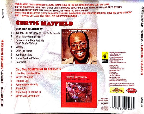Curtis Mayfield - Heartbeat / Something To Believe In (CD) Sequel Records CD 5023224044624