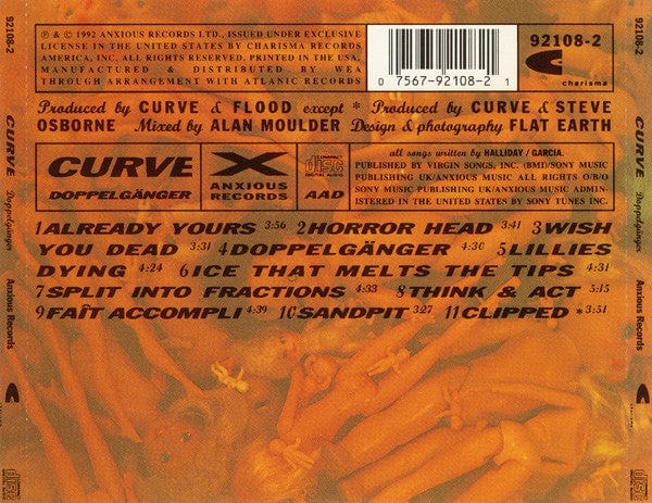 Curve - Doppelgänger (CD) Charisma,Anxious Records CD 075679210821