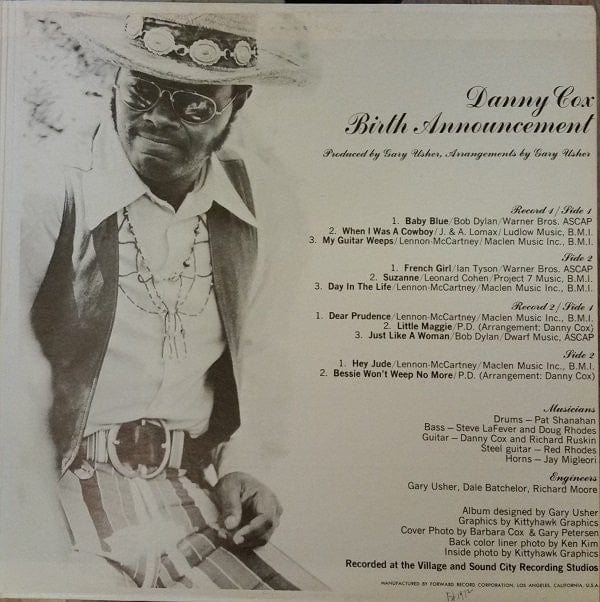 Danny Cox - Birth Announcement (2xLP) Together Records (2) Vinyl