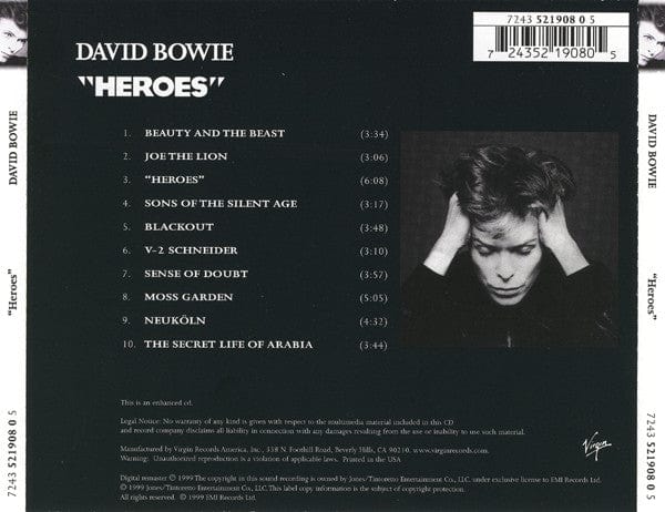 David Bowie - "Heroes" (CD) Virgin CD 724352190805