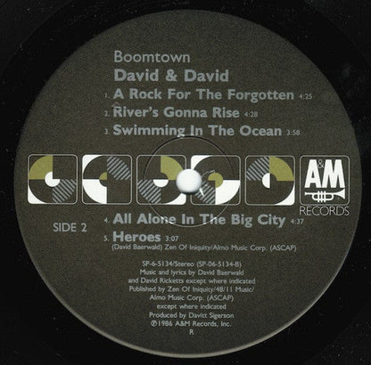 David + David - Boomtown (LP) A&M Records, A&M Records Vinyl 07502151341