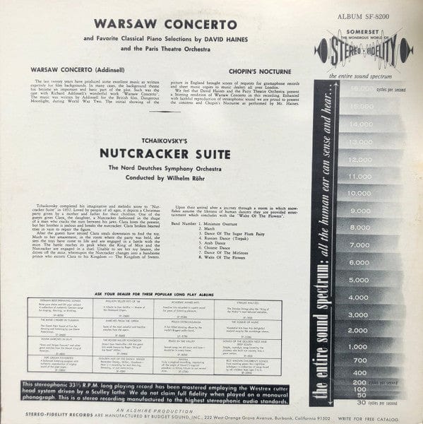 David Haines (3) With Orchestre National De L'Opéra De Paris - Warsaw Concerto / Tschaikowsky's Nutcracker Suite And Other Popular Classical Themes (LP) Stereo-Fidelity Vinyl