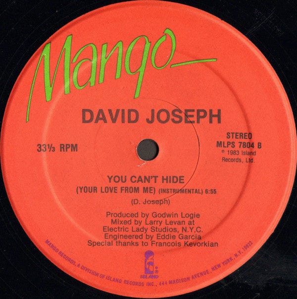 David Joseph - You Can't Hide (Your Love From Me) (12") Mango Vinyl