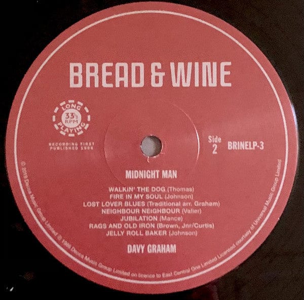 Davy Graham - Midnight Man (LP) Bread & Wine Vinyl 5060051334344