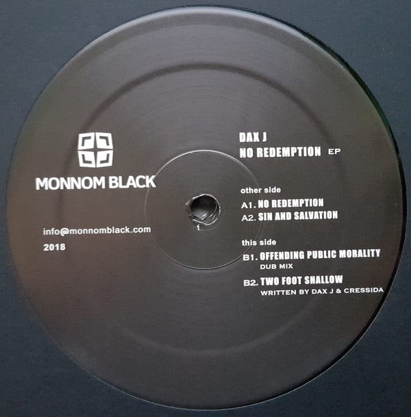 Dax J - No Redemption EP (2x12") Monnom Black Vinyl