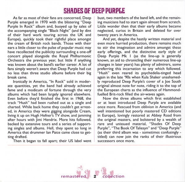 Deep Purple - Shades Of Deep Purple (CD) Parlophone CD 724349833623