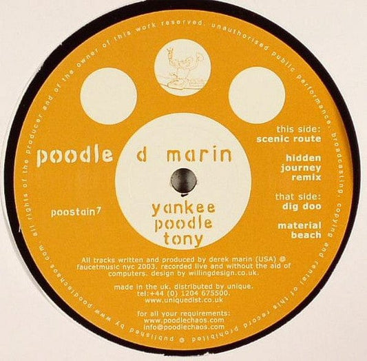 Derek Marin – Yankee Poodle Tony (12", Poodle Records, 2003) Front Cover