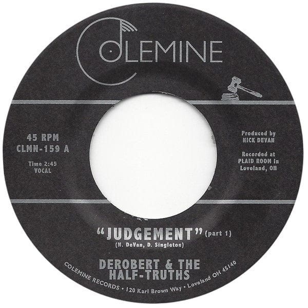DeRobert & The Half-Truths – Judgement (7", Colemine Records, 2018) Front Cover
