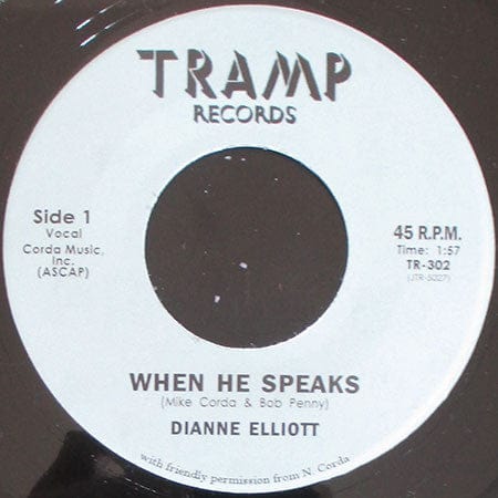 Dianne Elliott - When He Speaks (7") Tramp Records Vinyl