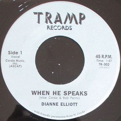 Dianne Elliott – When He Speaks (7", Tramp Records, 2022) Front Cover
